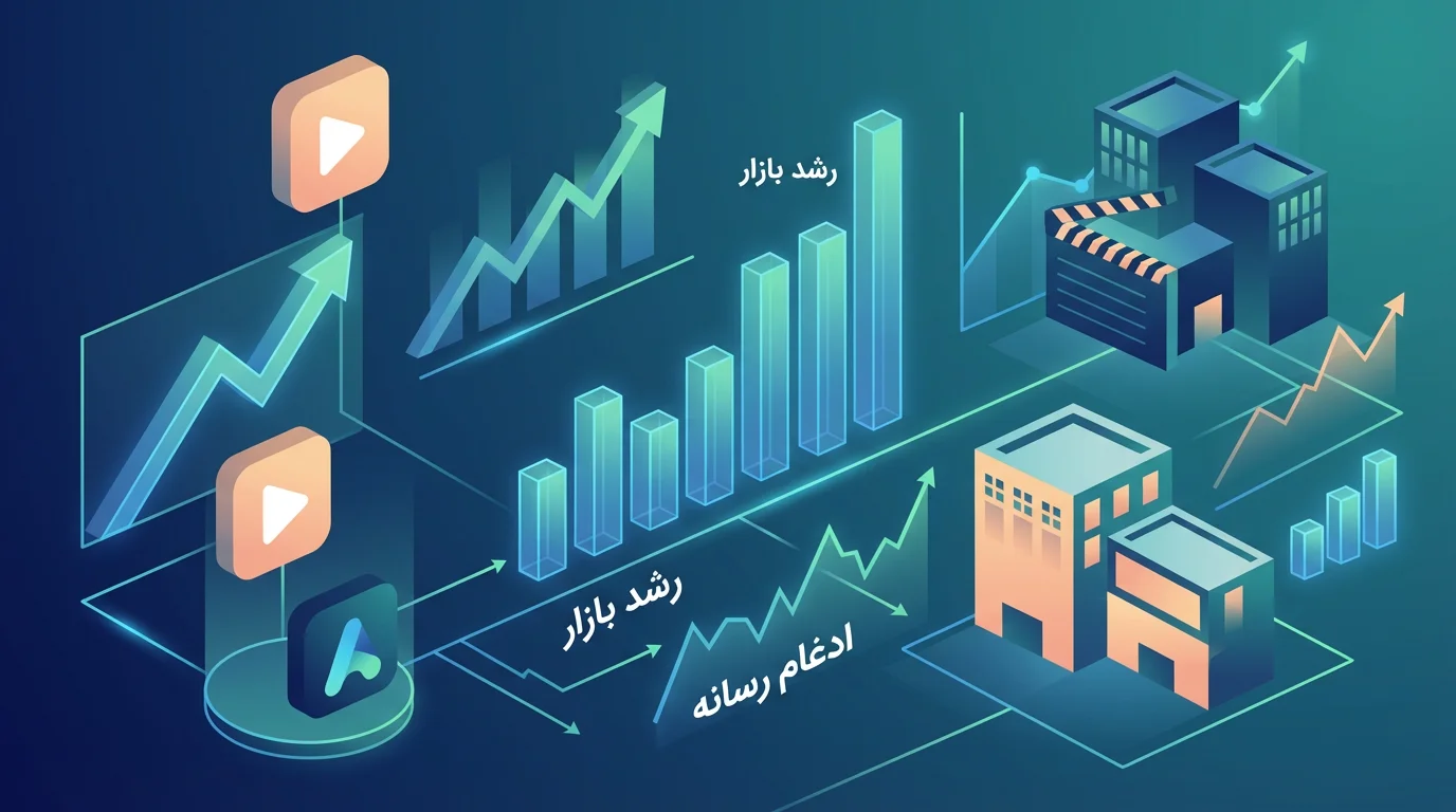 تصویر مفهومی از رشد سهام و رقابت پلتفرمهای استریم و استودیوهای هالیوودی