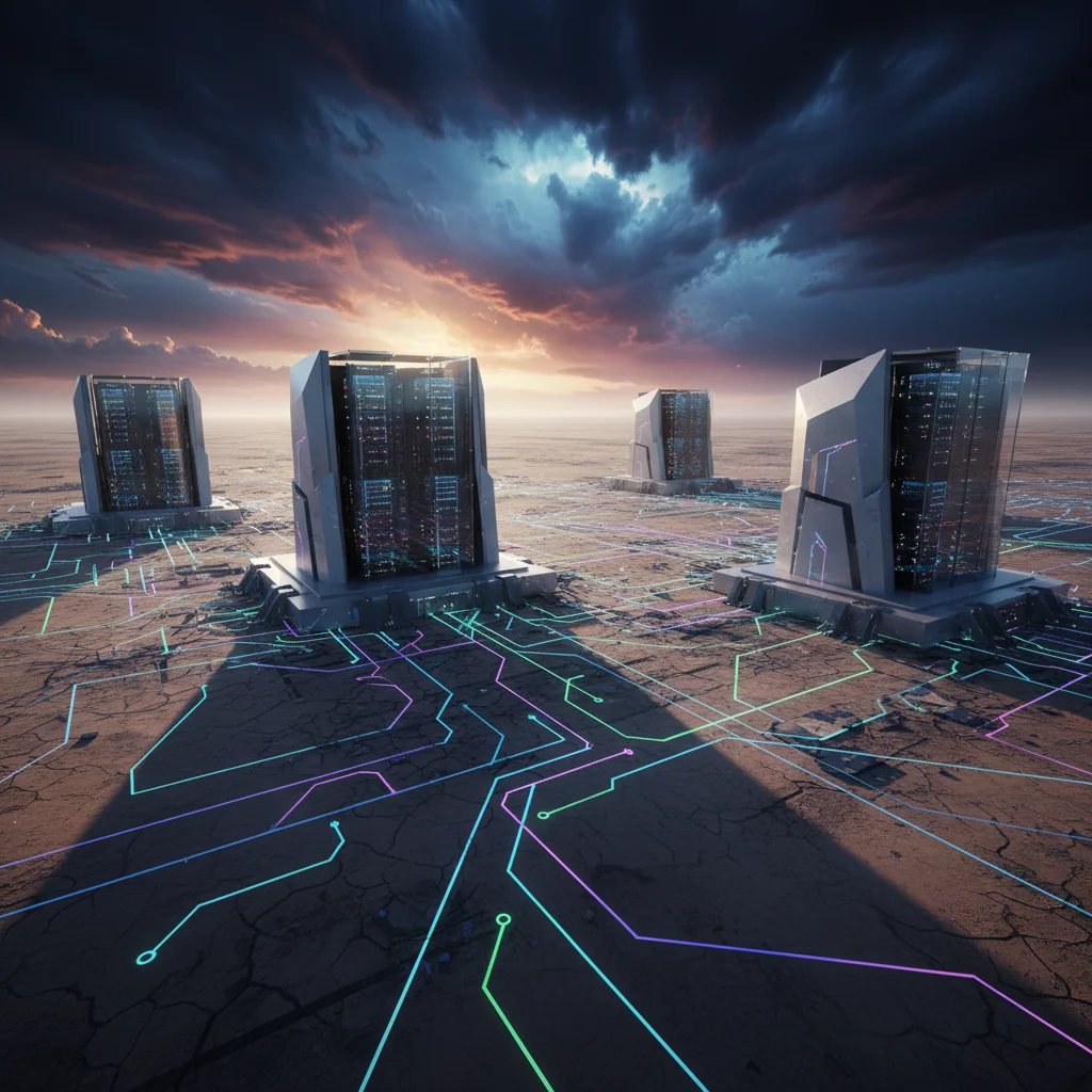 تصویر مفهومی دیتاسنترهای عظیم هوش مصنوعی در حال دگرگون کردن چشمانداز آمریکا