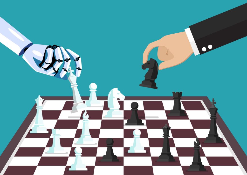 robot vs human playing chess