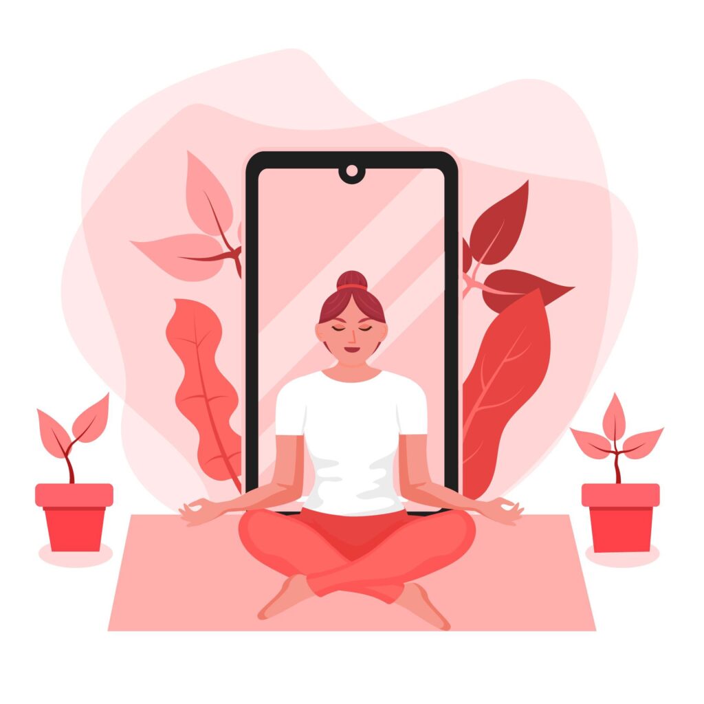 a lady doing meditation with Calm app